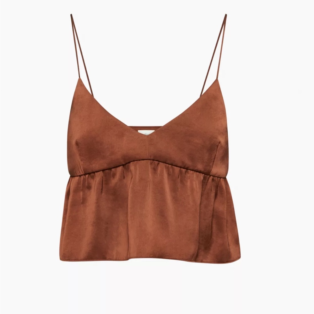 Aritzia Wilfred Lover Satin Camisole in dark brown